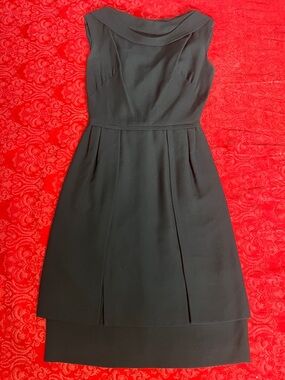 Vintage Handmade Black Sheath Dress Sleeveless Bateau Neck XS-S (Estimated Size)